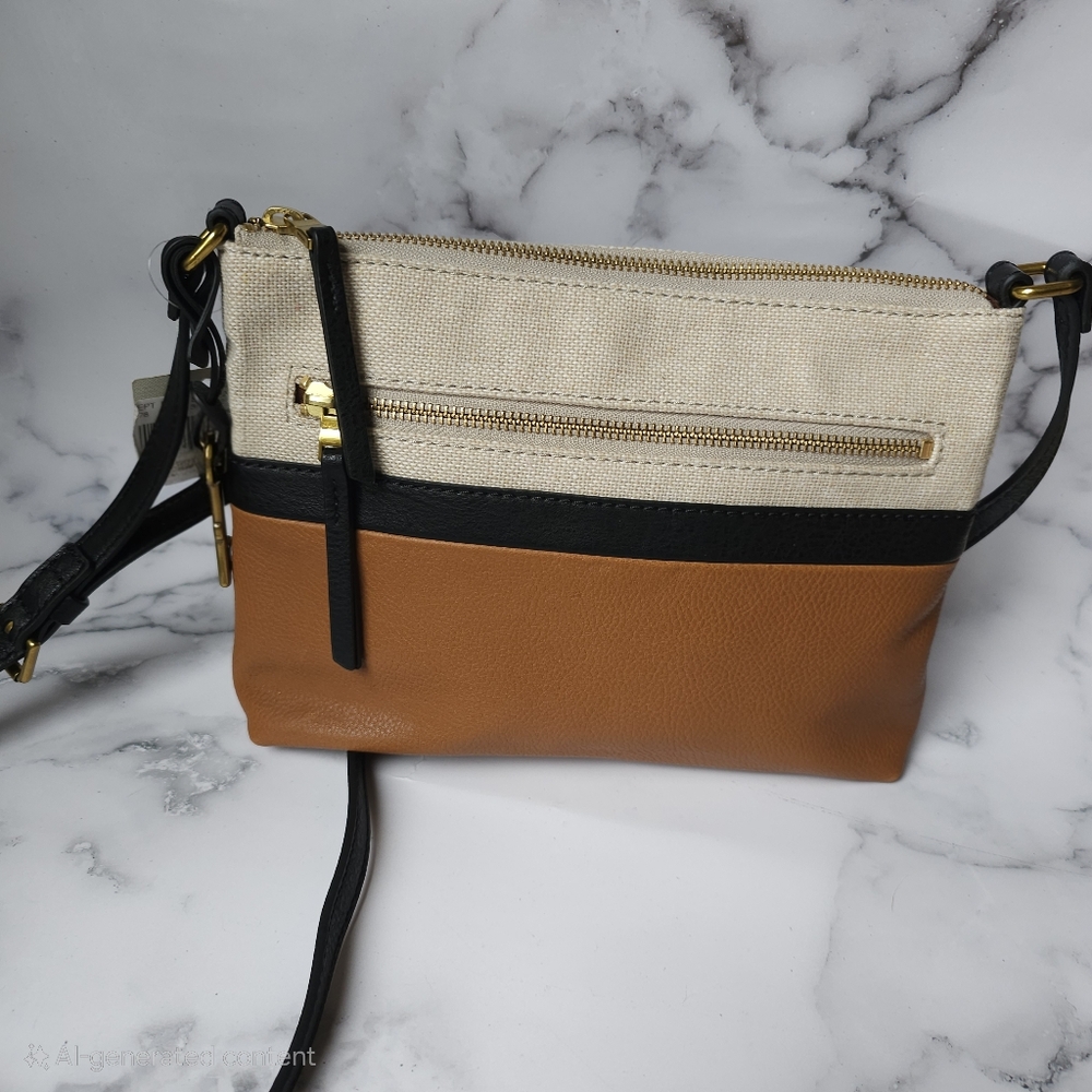 Fossil Tan and Black Women's Crossbody Bag